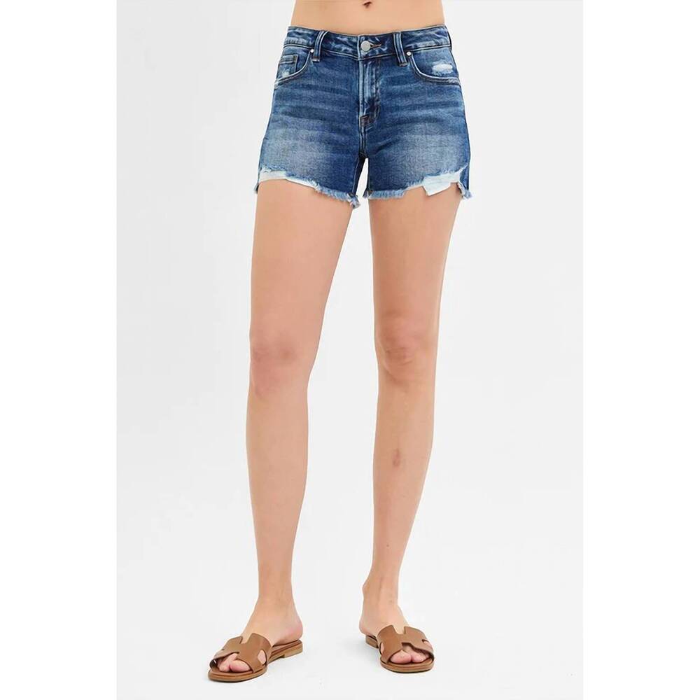NEW RISEN andie low rise jean shorts in medium blue